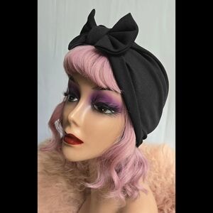 🖤"Lucy" Vintage Inspired "Turban" Style Kerchief In Black O/S